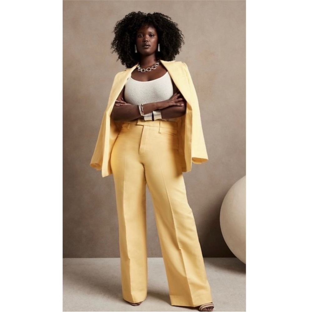 Banana Republic Islet High Rise Wide Leg Twill Trouser Pant Yellow 12S